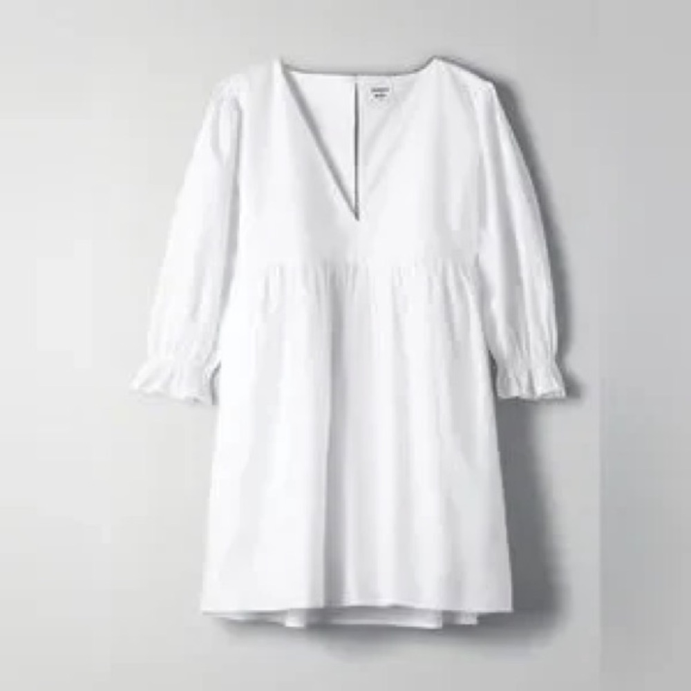 Aritzia Sunday Best Ivory V-Neck xenia dress size large with pockets